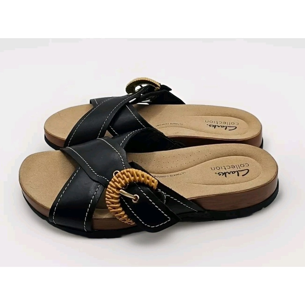 Clarks Reileigh Bay Bamboo Criss Cross Slide Sz 9 Resort Beach Cruise 26Z27a